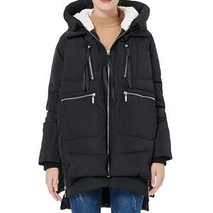 OROLAY Black Hooded Puffer Coat